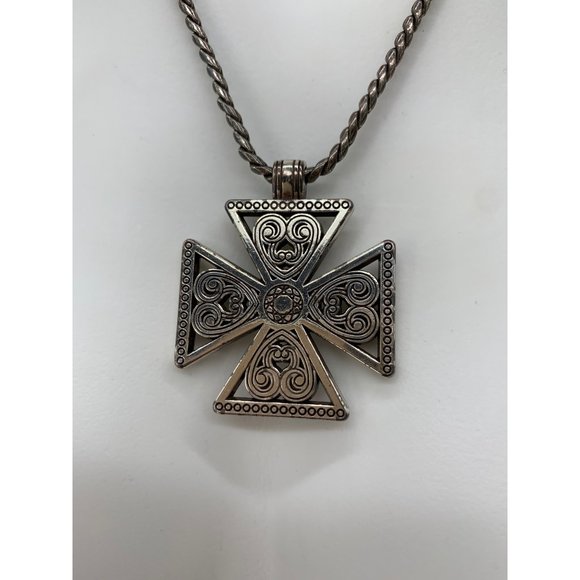 Brighton Maltese Cross   15.5" Chain (adustable to 20" Silver and Clear Stone - Picture 3 of 7